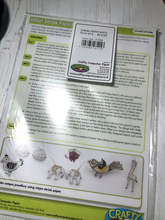 DESTASH - Inkjet Shrink Plastic (Pack of 5)