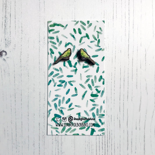SECOND Budgie Stud Earrings | Eco-friendly | Bird Jewellery